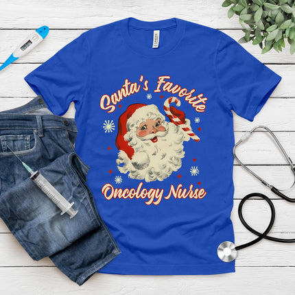 Santa's Favorite Oncology Nurse Vintage Christmas Chemo T-Shirt
