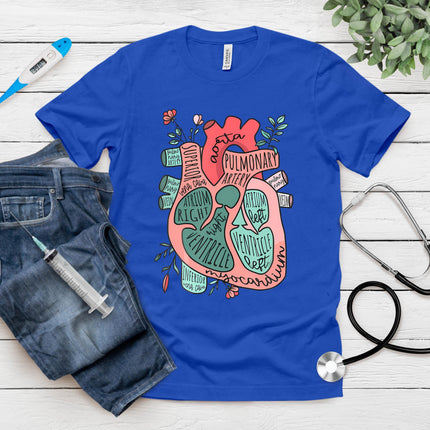 Anatomical Heart Cvicu Cardiac Nurse -Cardiology Human Heart T-Shirt