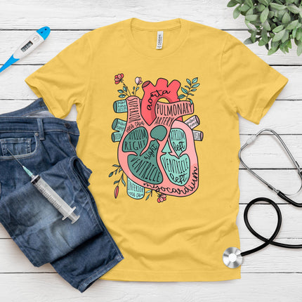 Anatomical Heart Cvicu Cardiac Nurse -Cardiology Human Heart T-Shirt