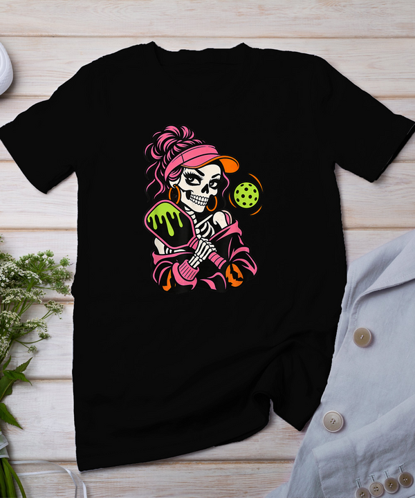 Halloween Pickleball Skeleton Girls Women Halloween T-Shirt