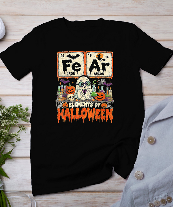 Elements of Halloween Fear Periodically Ghost Chemistry Pun T-Shirt