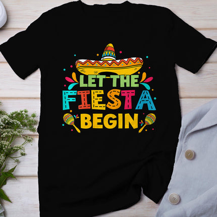 Womens Vintage Let The Fiesta Begin Funny Cinco De Mayo Mexican T-Shirt