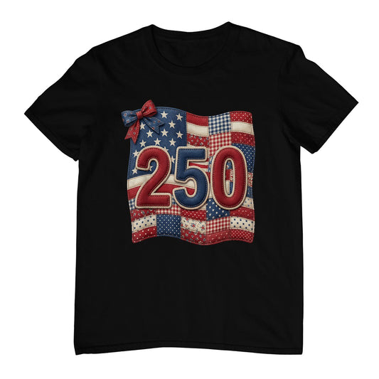 Patriotic 250th Patchwork Flag Americana Quilt 250 Years T-Shirt