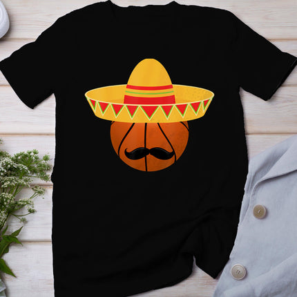 Basketball Sombrero For Cinco De Mayo Fiesta Celebration T-Shirt