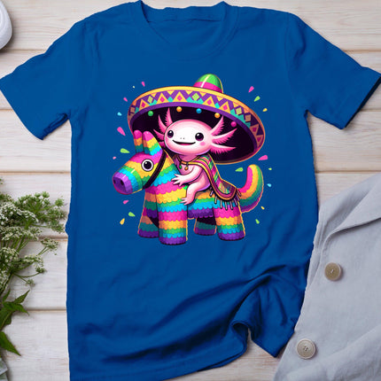 Axolotl Riding Pinata Cinco De Mayo Sombrero Poncho Funny T-Shirt