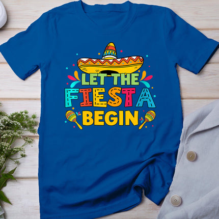 Womens Vintage Let The Fiesta Begin Funny Cinco De Mayo Mexican T-Shirt