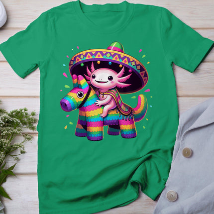 Axolotl Riding Pinata Cinco De Mayo Sombrero Poncho Funny T-Shirt