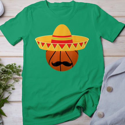 Basketball Sombrero For Cinco De Mayo Fiesta Celebration T-Shirt