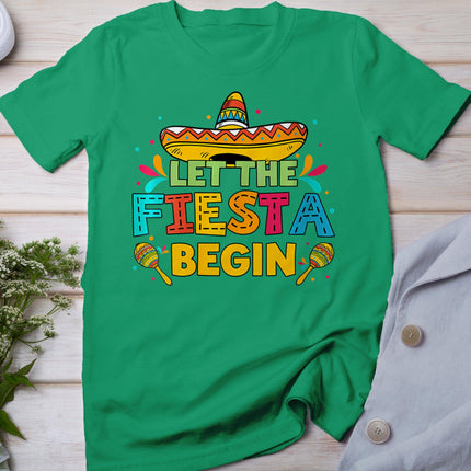Womens Vintage Let The Fiesta Begin Funny Cinco De Mayo Mexican T-Shirt