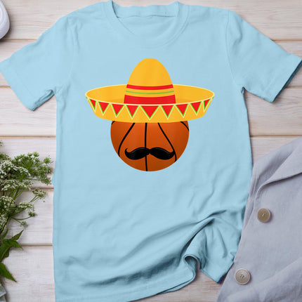 Basketball Sombrero For Cinco De Mayo Fiesta Celebration T-Shirt