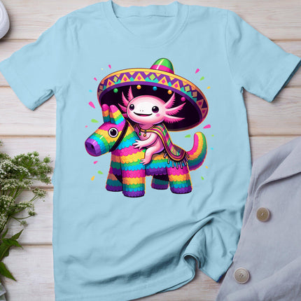 Axolotl Riding Pinata Cinco De Mayo Sombrero Poncho Funny T-Shirt