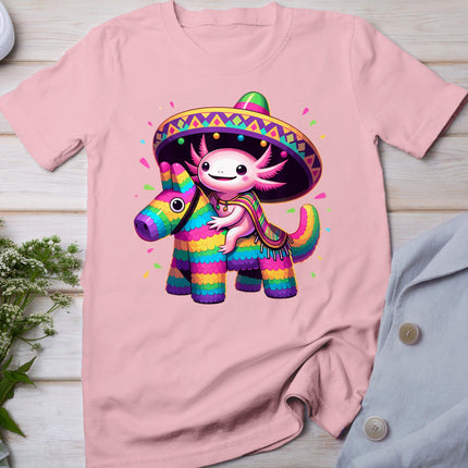 Axolotl Riding Pinata Cinco De Mayo Sombrero Poncho Funny T-Shirt