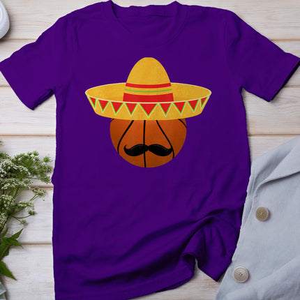Basketball Sombrero For Cinco De Mayo Fiesta Celebration T-Shirt