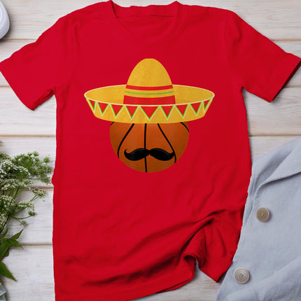 Basketball Sombrero For Cinco De Mayo Fiesta Celebration T-Shirt