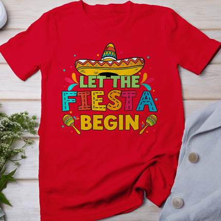 Womens Vintage Let The Fiesta Begin Funny Cinco De Mayo Mexican T-Shirt