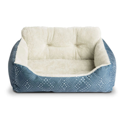Puppy Dog Bed, Plush Bolster Dog for Small Dogs, Small, 21" X 17", Blue