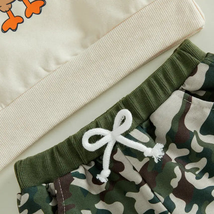 Toddler Baby Little Boy Thanksgiving Outfit Turkey Print Sweatshirt and Camouflage Pants Set Fall Winter 6M-4T
