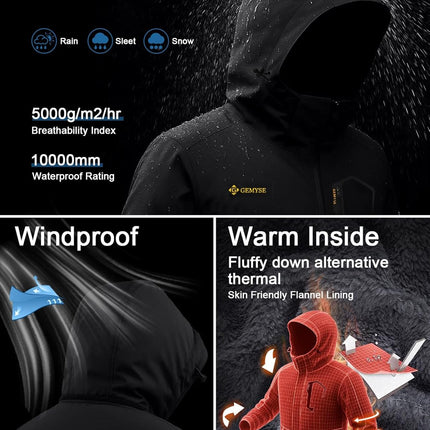 Men'S Waterproof Ski Jacket Winter Snow Coat with Detachable Hood