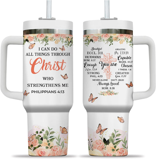 Christian Tumblers for Women with Handle - Christian Drinking Cup for Women Faith - Inspirational Tumbler for Women - Christian Gifts for Women (Copy)