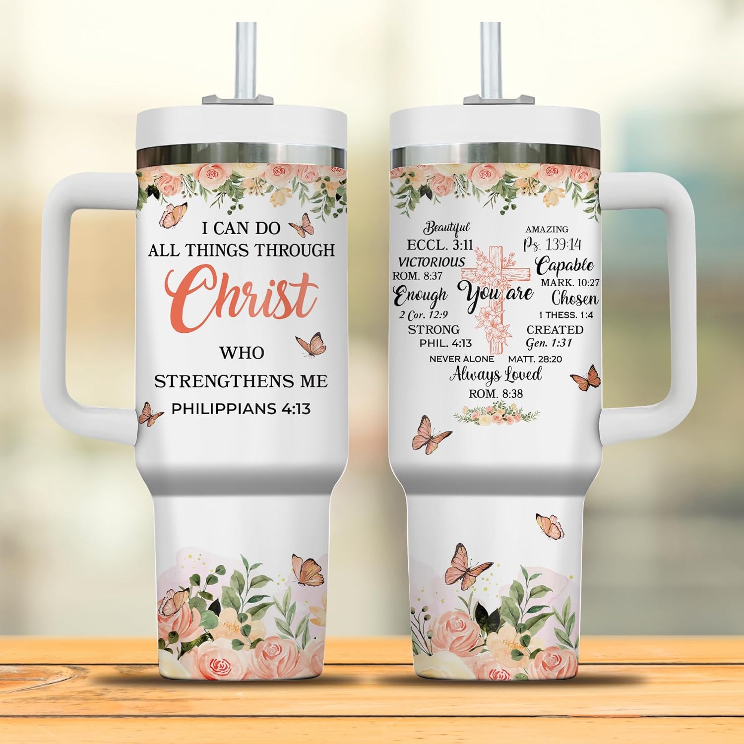 Christian Tumblers for Women with Handle - Christian Drinking Cup for Women Faith - Inspirational Tumbler for Women - Christian Gifts for Women (Copy)