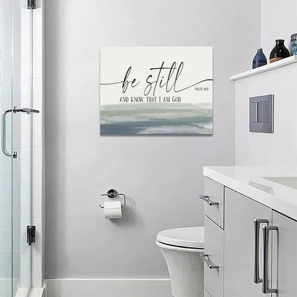 Large Christian Wall Art Bible Verse Psalm Pictures Wall Decor Be Still and Know That I Am God Canvas Painting Print Modern Home Decor Artworks Framed for Living Room Bathroom Bedroom Church 12"X16"