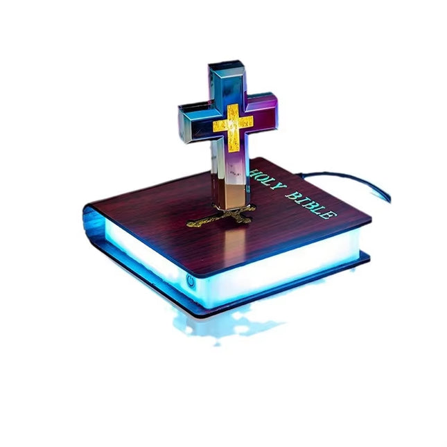 Levitating Cross Lamp Floating Cross Night Light with Jesus & Bible Design Magnetic Levitation Cross Lamp Christian & Catholic