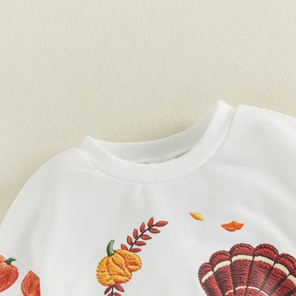 Kids Toddler Baby Girl Thanksgiving Outfit Turkey Print Long Sleeve Sweatshirt Dress Mesh Tulle Dresses Fall Clothes