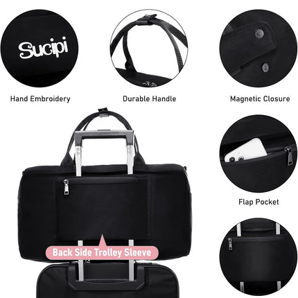 Small Duffle Bag with Wet Pocket & Shoes Bag,  Sports Gym Bag, Travel Duffle Bag for Men, Women, Girls and Kids, Lightweight and Waterproof(Black)