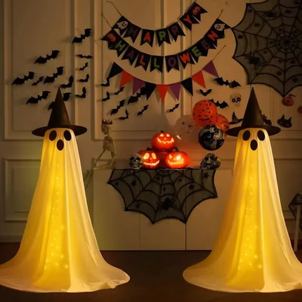 Halloween Spooky Ghost Decorations Outdoor Glowing Ghost Decorations Remote-Controlled Luminescent Indoor Spooky Ghost Light