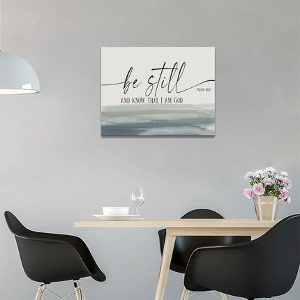 Large Christian Wall Art Bible Verse Psalm Pictures Wall Decor Be Still and Know That I Am God Canvas Painting Print Modern Home Decor Artworks Framed for Living Room Bathroom Bedroom Church 12"X16"