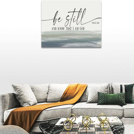 Large Christian Wall Art Bible Verse Psalm Pictures Wall Decor Be Still and Know That I Am God Canvas Painting Print Modern Home Decor Artworks Framed for Living Room Bathroom Bedroom Church 12"X16"