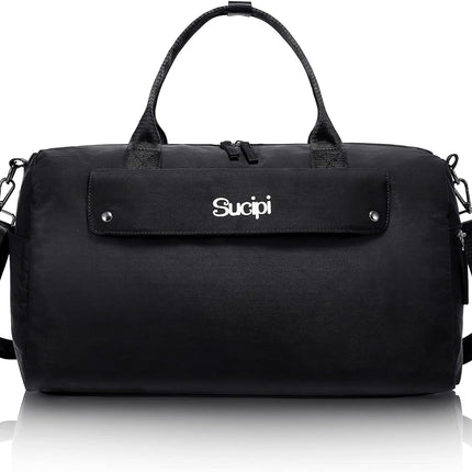 Small Duffle Bag with Wet Pocket & Shoes Bag,  Sports Gym Bag, Travel Duffle Bag for Men, Women, Girls and Kids, Lightweight and Waterproof(Black)