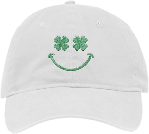 Adult Shamrock Smiling Face Positive, Happy, Smile Embroidered Deluxe Dad Hat