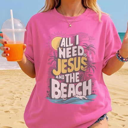 All I need is Jesus and the Beach T-shirt, Sunset Summer T-Shirt