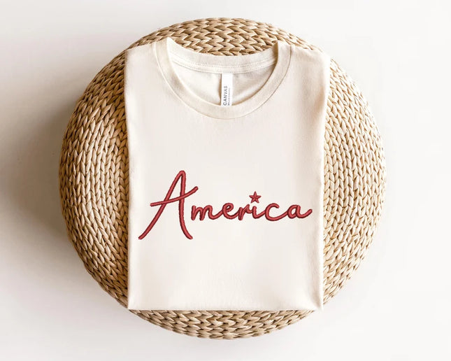 America Embroidery Shirt , 4th of July Embroidery Shirt, T for independence Day, America Day Shirt, Happy 4th Tshirt, 4th of July Gift