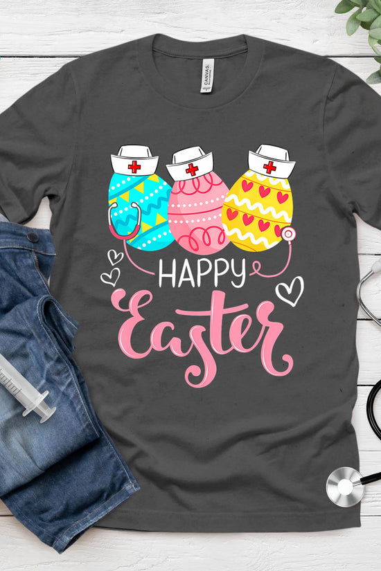 Happy Easter Day Nursing Cute Bunny Egg Nurse Stethoscope T-Shirt