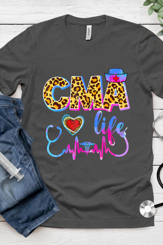 Leopard Tie Dye Cma Life Stethoscope Leopard Nurse Week T-Shirt