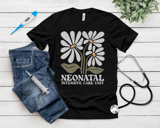 Boho Floral Nicu Nurse Neonatal Nurse Crew Rn Nursing T-Shirt