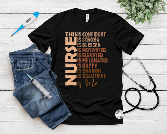 Black Nurse Black History Nurse Melanin Afro Woman Nursing T-Shirt
