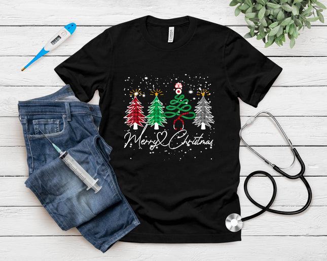 Nurse Christmas Tree Stethoscope Rn Lpn Scrub Nursing X-Mas T-Shirt