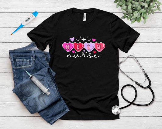 Nicu Nurse Valentine Hearts Nicu Nursing Valentines Day T-Shirt