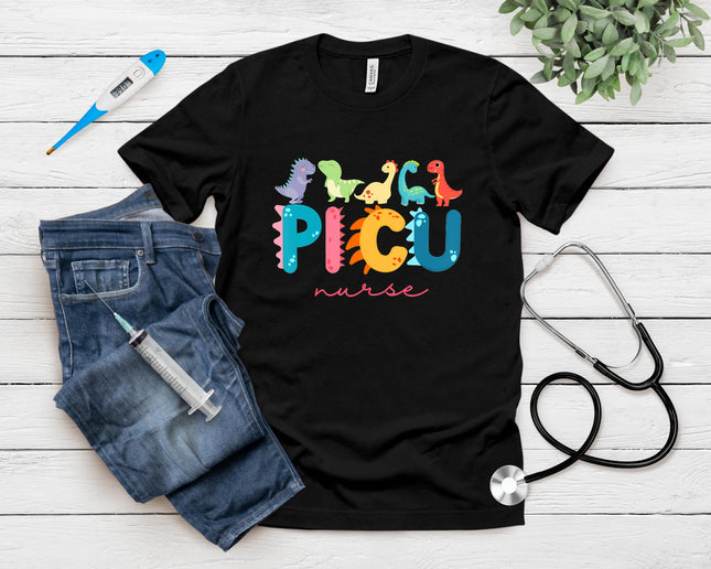 Picu Pediatric Nurse Dinosaurs Picu Squad Nurse Appreciation T-Shirt