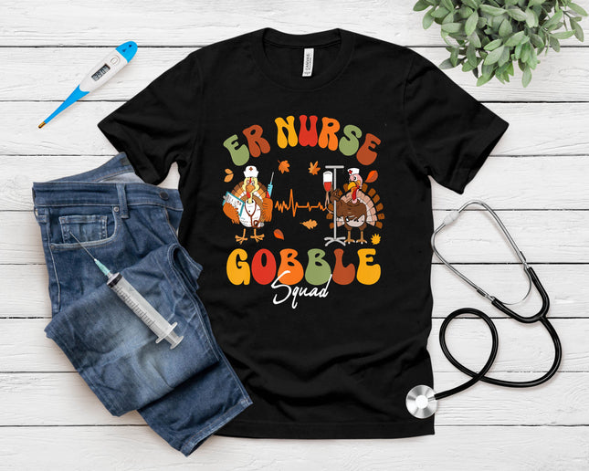 Er Nurse Turkey Gobble Squad Er Nurse Thanksgiving T-Shirt