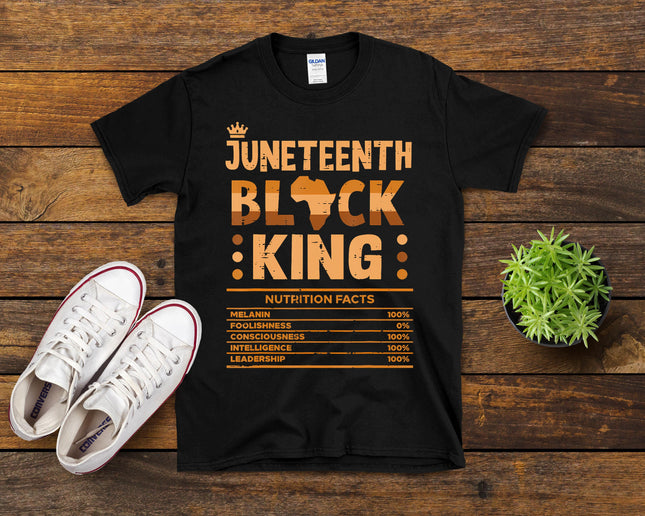 Juneteenth Black King Nutrition Facts Melanin Matching Dad T-Shirt