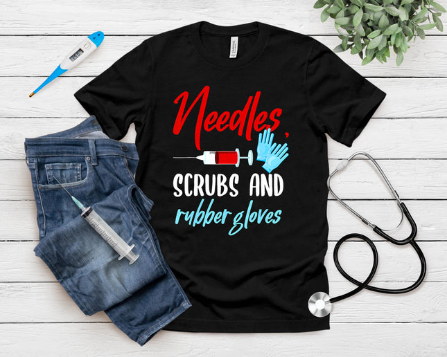 Phlebotomist Needles Scrubs Gloves Phlebotomy Tech Nurse T-Shirt