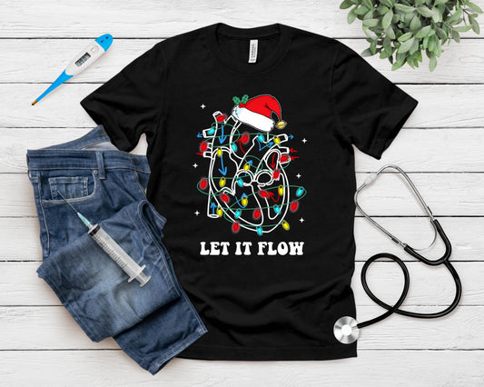 Let It Flow Cardiac Nurse Xmas Cardiology Nurse Christmas T-Shirt