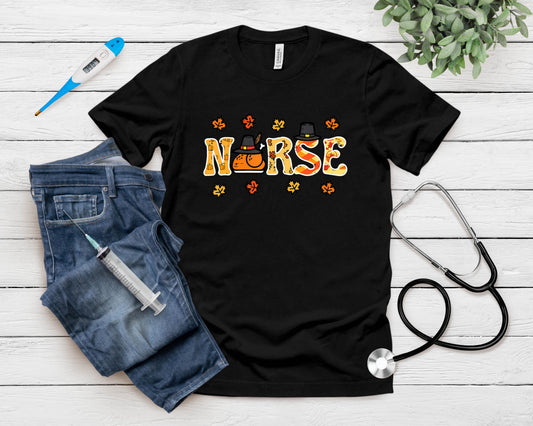 Thanksgiving Nurse Turkey Day Retro Fall Scrub Top Rn Women T-Shirt