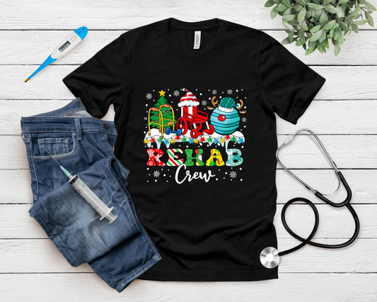 Rehab Crew Wheelchair Santa Reindeer Rehab Nurse Christmas T-Shirt