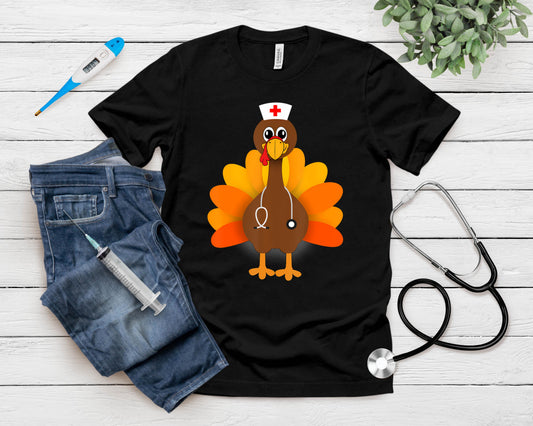 Thanksgiving Scrub Tops Women Turkey Nurse Holiday Nursing T-Shirt