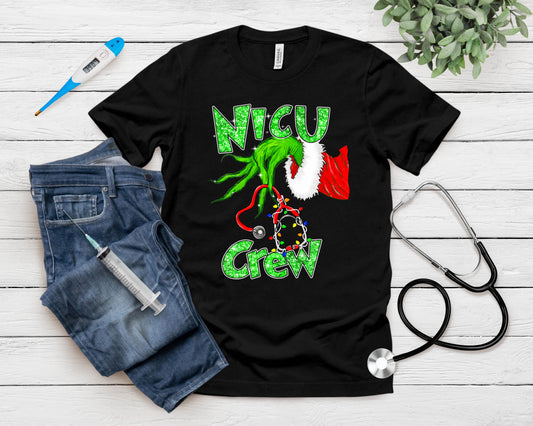 Nicu Crew Nurse Merry Christmas Stethoscope Xmas Pajamas T-Shirt
